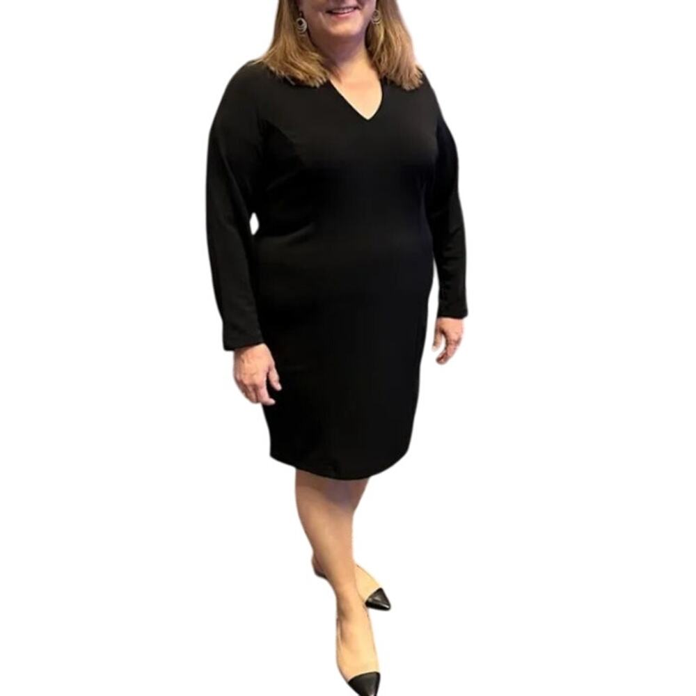Alexia Admor Sz 2X Long‎ Sleeve Sheath Dress Black Career Office Work Corporate